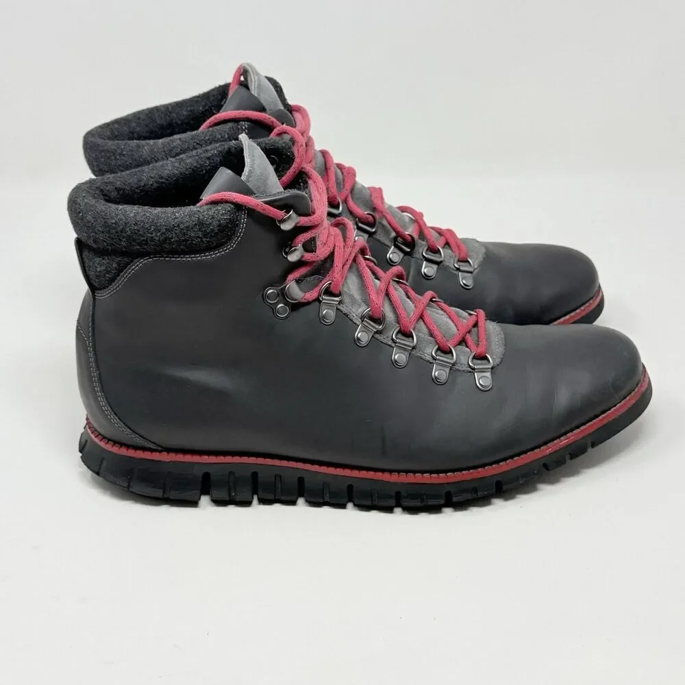 Cole Haan ZeroGrand Water Resistant Hiking Boots Mens 12 M Gray Magnet Leather